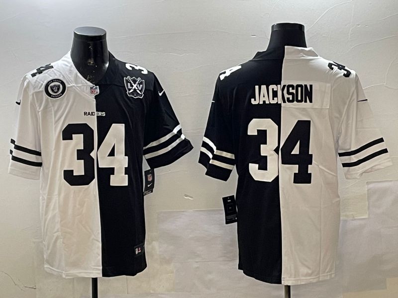 Men Oakland Raiders #34 Jackson White Black Fashion 2025 Nike Limited NFL Jersey style 4